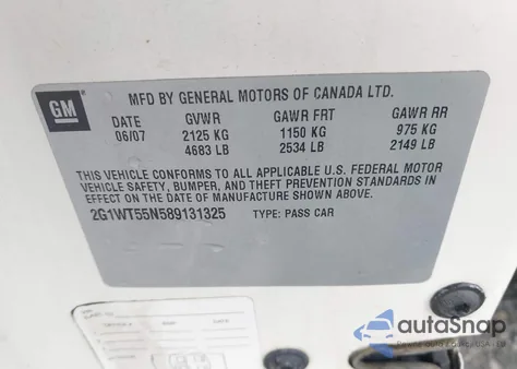 2008 Chevrolet Impala Lt z USA, uszkodzony, nr VIN 2G1WT55N589131325